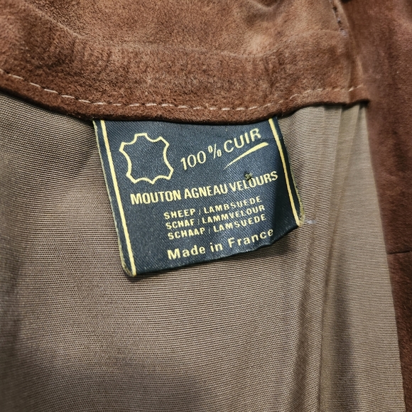 Vintage Aviator Bomber Jacket Zip Up Brown 100% Soft Lamb Suede Leather Medium - Picture 10 of 10